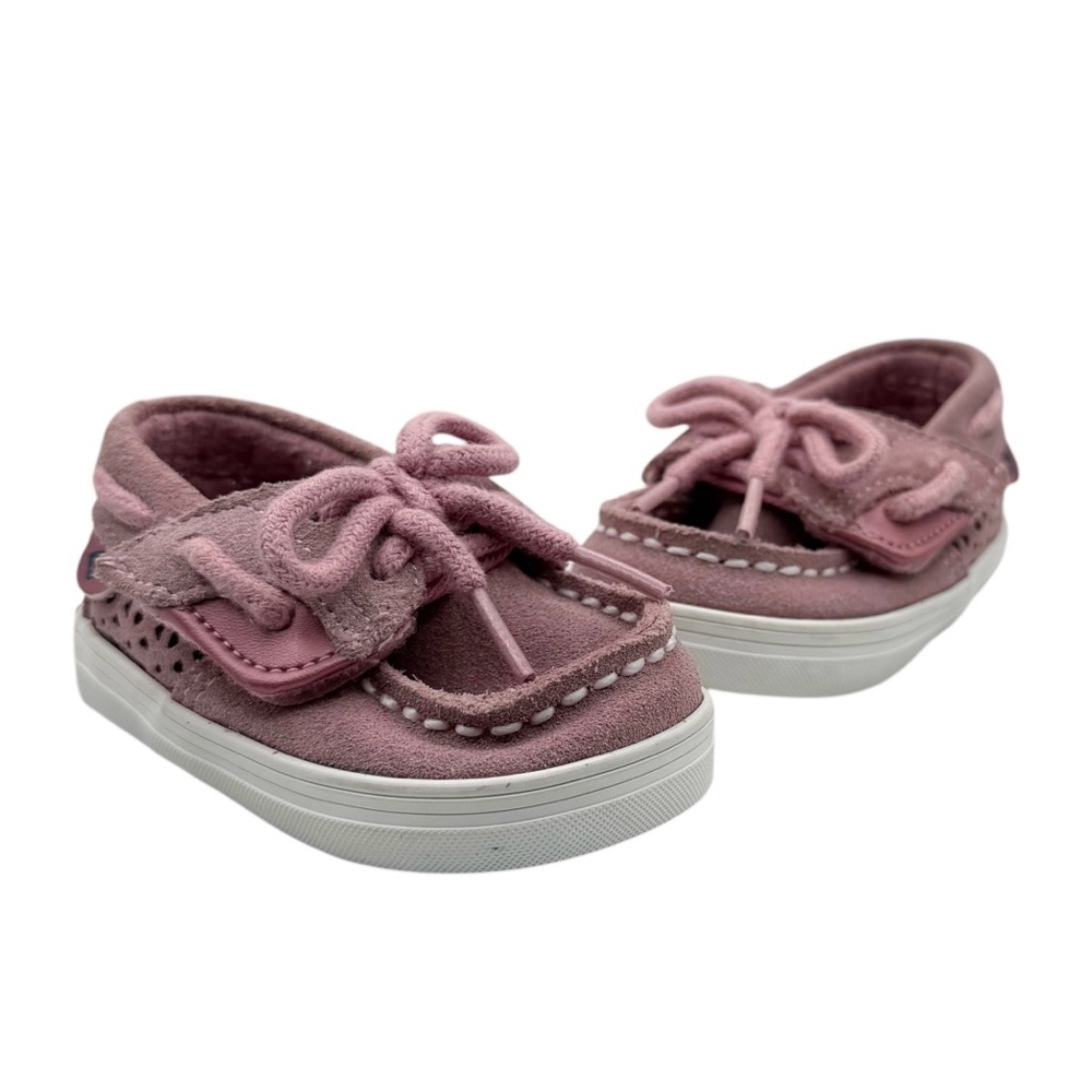 Sperry Girls Pink Toddler Blue Fish Crib Top Sider Memory Foam Boat Shoes (1M)